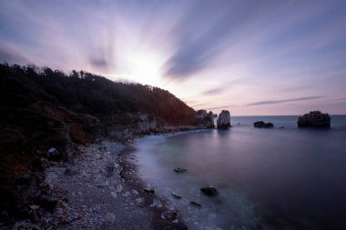 Rocky cliffs in the Black Sea are well suited for long exposure photography near the city of Barganl istanbul
