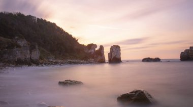 Rocky cliffs in the Black Sea are well suited for long exposure photography near the city of Barganl istanbul