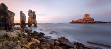 Rocky cliffs in the Black Sea are well suited for long exposure photography near the city of Barganl istanbul