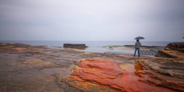 Pink Rocks Kefken Kerpe near Black Sea in Winter