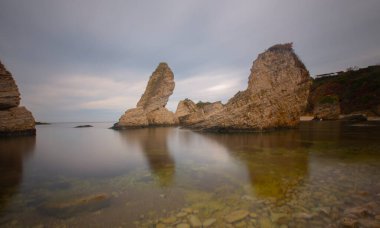 Islands off the Black Sea coast at Kilimli Bay, near Agva, Sile, in north west Turkey