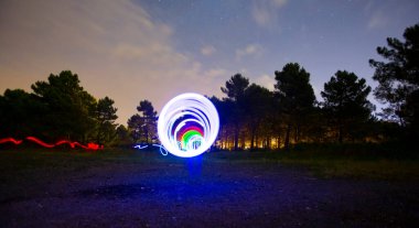 Akdamar island's light plays in the forest, night star photos / Van Turkey