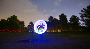 Akdamar island's light plays in the forest, night star photos / Van Turkey