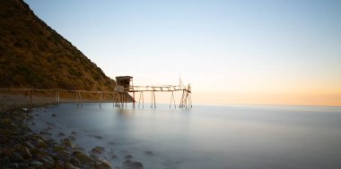 An old ship washed ashore from the sea