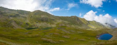 Scenic panorama of base camp on Vercenik in picturesque Kackar mountain range in Turke