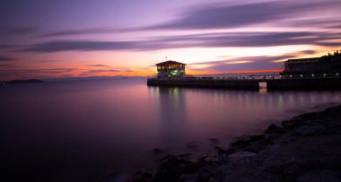 General view from Moda pier in istanbul. One of the symbols of Kadkoy, the historical Moda Pier built 100 years ago by architect Vedat Tek.