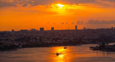 Aerial view of Istanbul, panoramic city view, historical areas.