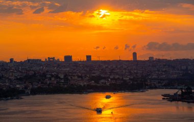Aerial view of Istanbul, panoramic city view, historical areas.