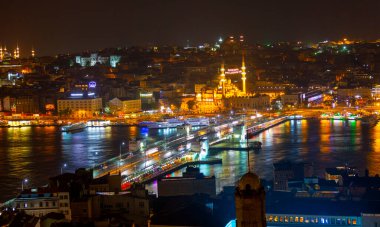 Aerial view of Istanbul, panoramic city view, historical areas.