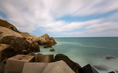 Cape Yason (Turkish: Cape Yason) A very choppy sea photographed with a long exposure technique.Thursday (formerly Vona) district, Ordu Province, Turkey