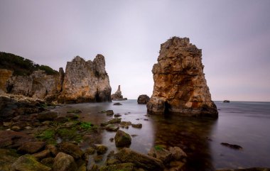 Cape Yason (Turkish: Cape Yason) A very choppy sea photographed with a long exposure technique.Thursday (formerly Vona) district, Ordu Province, Turkey