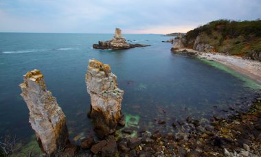 Cape Yason (Turkish: Cape Yason) A very choppy sea photographed with a long exposure technique.Thursday (formerly Vona) district, Ordu Province, Turkey
