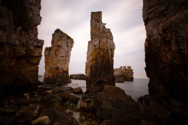 Cape Yason (Turkish: Cape Yason) A very choppy sea photographed with a long exposure technique.Thursday (formerly Vona) district, Ordu Province, Turkey