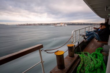 Istanbul ferry voyages were photographed with the long exposure technique.