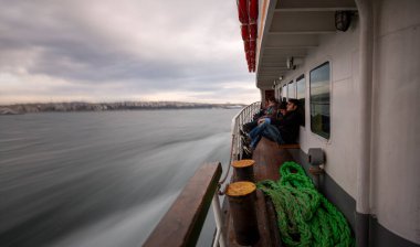 Istanbul ferry voyages were photographed with the long exposure technique.