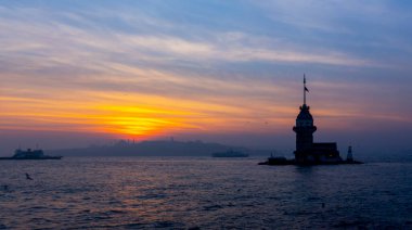 Maiden's Tower and Istanbul photographed with long exposure technique