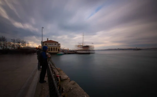 Istanbul Ferry Voyages Were Photographed Long Exposure Technique — Stok Foto