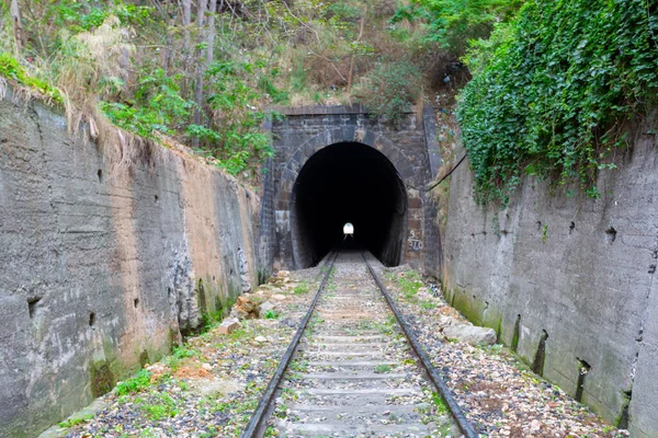 Túnel Ferrocarril Con Una Luz Final Puede Representar Logro Sus — Foto de Stock