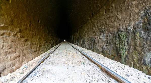 Railroad Tunnel Light End Can Represent Achieving Your Goals Getting — Stock Photo, Image
