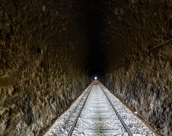 Railroad Tunnel Light End Can Represent Achieving Your Goals Getting — Stock Photo, Image