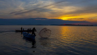 Fisherman of Lake Manyas at work while fishing