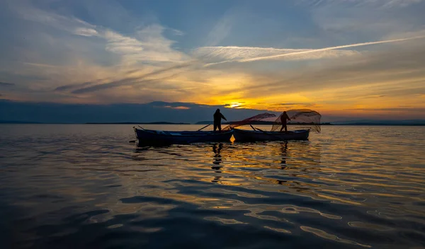 Fisherman Lake Manyas Work While Fishing — Photo