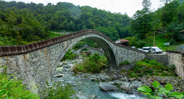 Historical Ortacalar Double Bridges Wonderful View Middle Green — Stockfoto