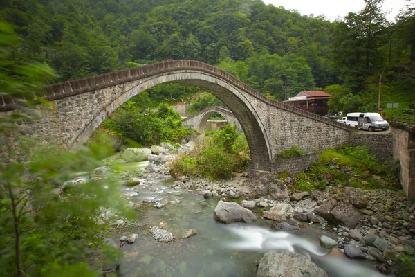 Historical Ortacalar Double Bridges Wonderful View Middle Green — Photo