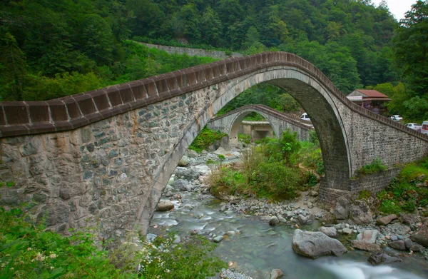 Ponts Historiques Ortacalar Doubles Avec Une Vue Magnifique Milieu Vert — Photo