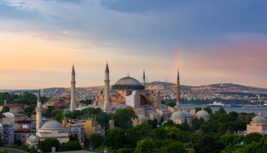 Mavi cami ve Ayasofya hava manzaralı panorama olarak fotoğraflandı