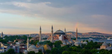Mavi cami ve Ayasofya hava manzaralı panorama olarak fotoğraflandı