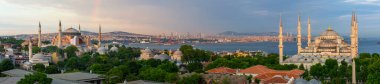 Mavi cami ve Ayasofya hava manzaralı panorama olarak fotoğraflandı