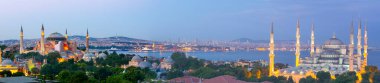 Mavi cami ve Ayasofya hava manzaralı panorama olarak fotoğraflandı