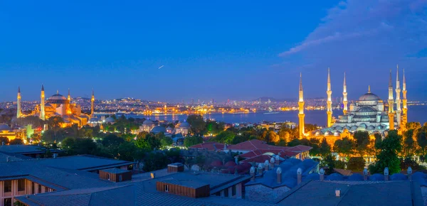 Modrá Mešita Hagia Sophia Fotografoval Jako Letecké Zobrazení Panorama — Stock fotografie