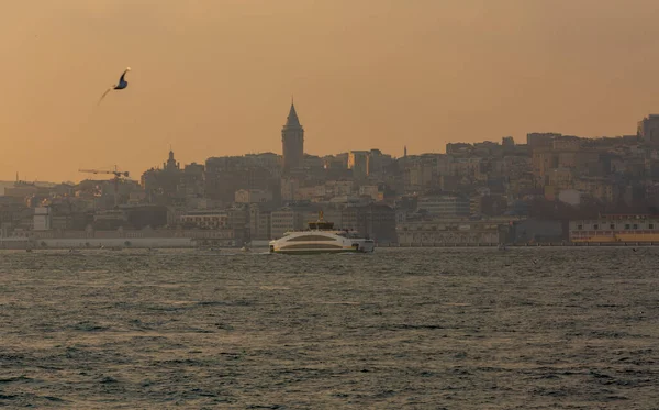 Galata Tower Most Visited Places Tourists Sunset — Stock Photo, Image