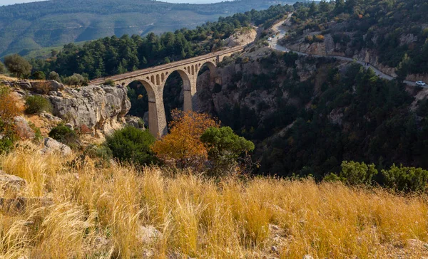 Varda Railway Bridge in the city of Adana in Turkey. Historic, old railway German bridge