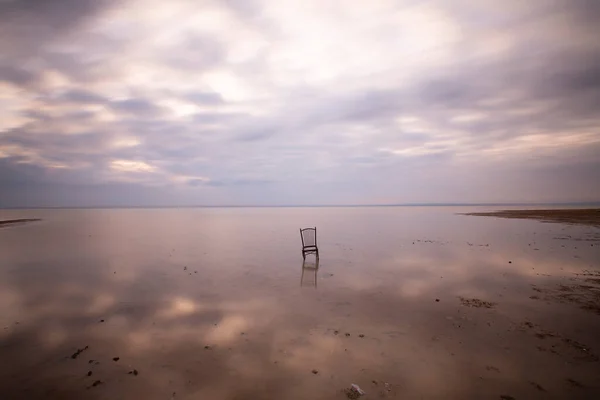 Tuz Golu Dos Maiores Lagos Turquia Fotos Reflexão Minimalista — Fotografia de Stock