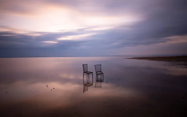 Tuz Golu Dos Maiores Lagos Turquia Fotos Reflexão Minimalista — Fotografia de Stock