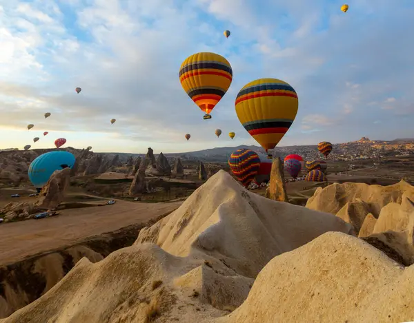 Ballons Volant Cappadoce Greme Lever Soleil Cappadoce Est Connue Dans — Photo