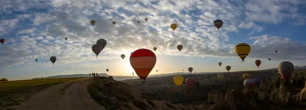 Ballons Volant Cappadoce Greme Lever Soleil Cappadoce Est Connue Dans — Photo