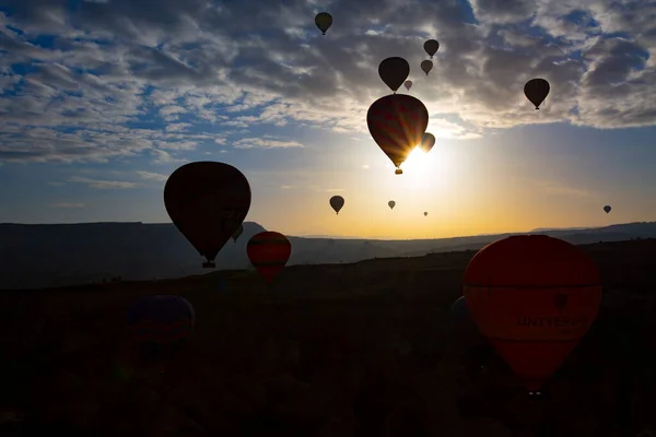 Ballons Volant Cappadoce Greme Lever Soleil Cappadoce Est Connue Dans — Photo
