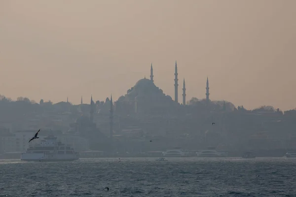 Различные Эстетические Коллекции Паромов Среди Самых Исторических Мест Стамбула — стоковое фото