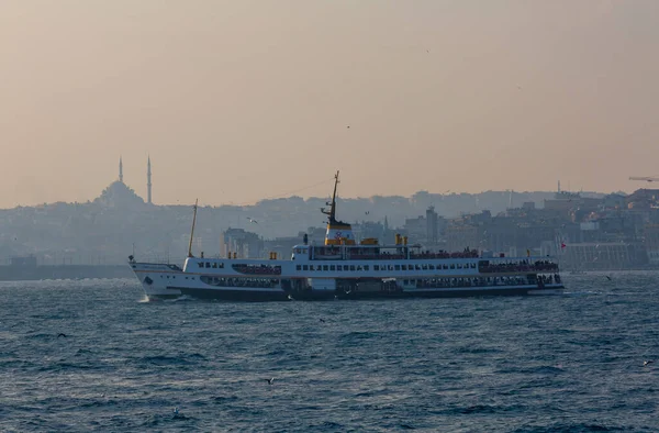 イスタンブールで最も歴史的な場所の間で異なると審美的なフェリーコレクション — ストック写真