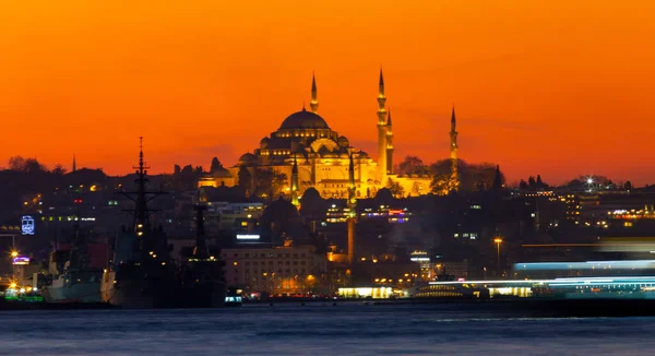 Mosquée Suleymaniye Heures Soir Vue Parfaite Sur Istanbul — Photo