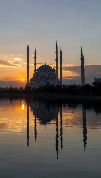 Sabanci Központi Mecset Adana Törökország Seyhan Folyó — Stock Fotó