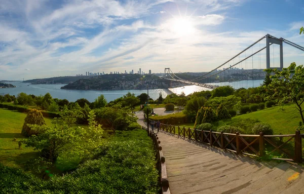 Ponte Fatih Sultan Mehmet Vista Parque Otagtepe Istambul — Fotografia de Stock