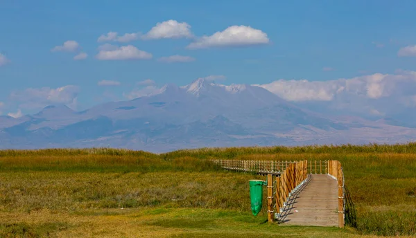 Gyönyörű Táj Sultanmarshes Bird Paradise Mellett Erciyes Hegy Kayseri — Stock Fotó