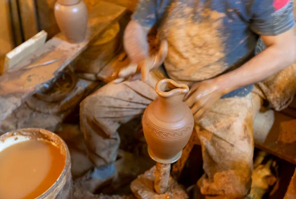 Fabbrica Ceramica Lavoratori Che Producono Ceramiche — Foto Stock