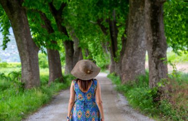Dudakli köyü ve ormanda bir yol, köyün hemen yanında bir göl var..