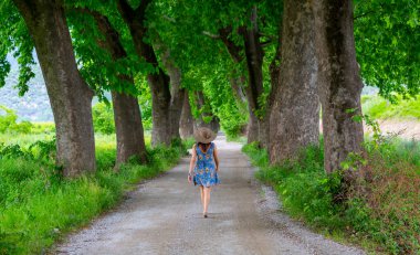 Dudakli köyü ve ormanda bir yol, köyün hemen yanında bir göl var..